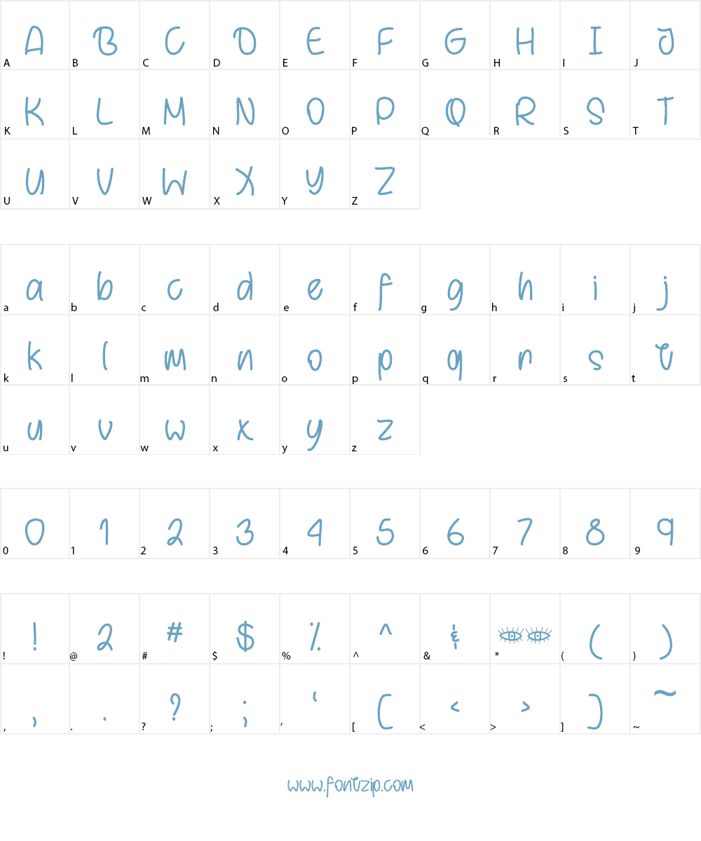 Behind Brown Eyes Font Character